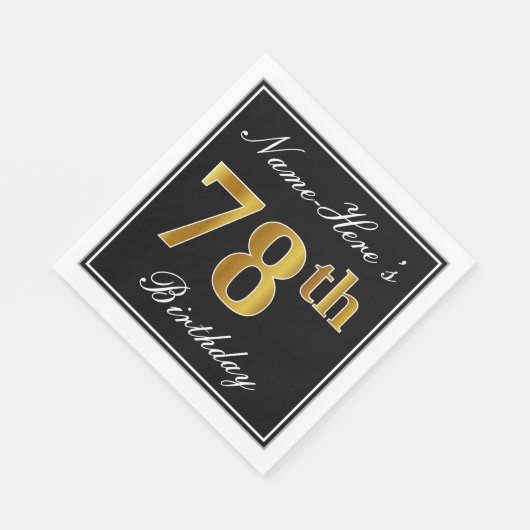 エレガント、フェイク金ゴールド78番目の誕生日+名前をカスタムする スタンダードランチョンナプキン (角)