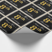 エレガント、フェイク金ゴールド8番目の誕生日+名前をカスタムする ラッピングペーパー (角)