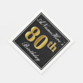 エレガント、フェイク金ゴールド80番目の誕生日+名前をカスタムする スタンダードランチョンナプキン (角)