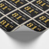 エレガント、フェイク金ゴールド81番目の誕生日+名前をカスタムする ラッピングペーパー (角)