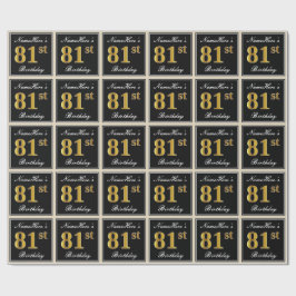 エレガント、フェイク金ゴールド81番目の誕生日+名前をカスタムする ラッピングペーパー