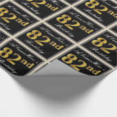 エレガント、フェイク金ゴールド82番目の誕生日+名前をカスタムする ラッピングペーパー (角)