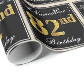 エレガント、フェイク金ゴールド82番目の誕生日+名前をカスタムする ラッピングペーパー (ロールコーナー)