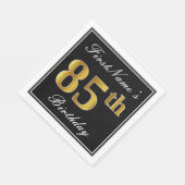 エレガント、フェイク金ゴールド85番目の誕生日+名前をカスタムする スタンダードランチョンナプキン (角)