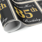 エレガント、フェイク金ゴールド85番目の誕生日+名前をカスタムする ラッピングペーパー (ロールコーナー)