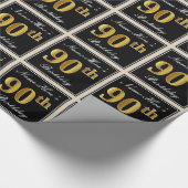 エレガント、フェイク金ゴールド90番目の誕生日+名前をカスタムする ラッピングペーパー (角)