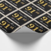 エレガント、フェイク金ゴールド91番目の誕生日+名前をカスタムする ラッピングペーパー (角)