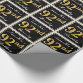 エレガント、フェイク金ゴールド92番目の誕生日+名前をカスタムする ラッピングペーパー (角)
