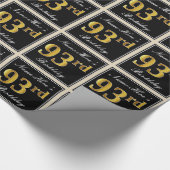 エレガント、フェイク金ゴールド93番目の誕生日+名前をカスタムする ラッピングペーパー (角)