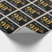 エレガント、フェイク金ゴールド98番目の誕生日+名前をカスタムする ラッピングペーパー (角)