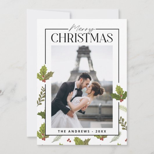 エレガント&フェスティバルクリスマスカップルの写真 シーズンカード (正面)