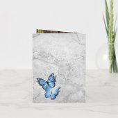 エレガント フォト シルバー ベイビー ブルー バタフライ 折り紙 サンキューカード (裏面)