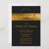 エレガント フォト ブラック | ゴールド セレブレーション オブ ライフ 招待状 (正面)