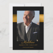 エレガント フォト ブラック | ゴールド セレブレーション オブ ライフ 招待状 (裏面)