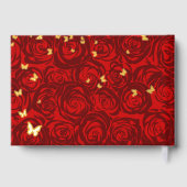 エレガント フォト リアル ゴールド ホイルと赤のキンセアネラ ゲストブック (裏面)