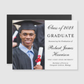 エレガント フォト 大学 卒業 磁石 カード (正面/裏面)