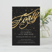 エレガント フォーティ ブラック ゴールド 40歳の誕生日 招待状 (スタンド正面)