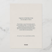 エレガント フォーマル チェック柄 ファミリー フォト ハッピー ホリデー 箔招待状 (裏面)