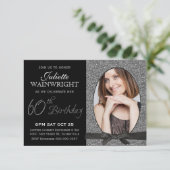 エレガント フォー  グリッター フォト 60歳 バースデー パーティー 招待状 (スタンド正面)