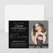 エレガント フォー  グリッター フォト 60歳 バースデー パーティー 招待状 (正面/裏面)