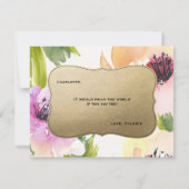 エレガント フラワーズ ゴールド | 伴娘 招待状 (裏面)