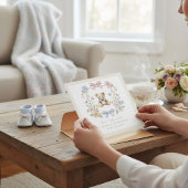 エレガント フラワーテディ パステル ベビーシャワー QRコード 招待状