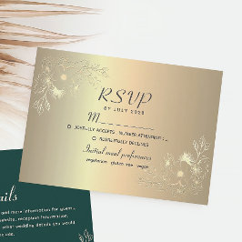 エレガント フラワー ゴールド 結婚式 RSVP カード