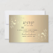 エレガント フラワー ゴールド 結婚式 RSVP カード (正面)