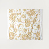 エレガント フラワー ホワイト ゴールド タペストリー (正面(横))