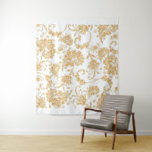 エレガント フラワー ホワイト ゴールド タペストリー (インサイチュ)