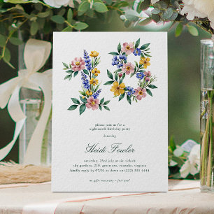 エレガント フラワー 18歳の誕生日 招待状