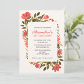 エレガント フラワー 39歳の誕生日 招待状 ボホー (スタンド正面)