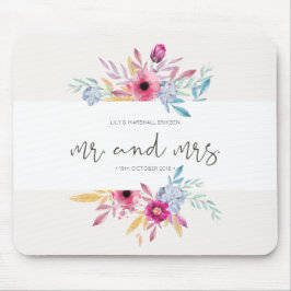 エレガント フラワー Mr & Mrs ウェディング マウスパッド