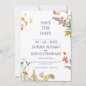 エレガント フラワー Save the Date カード (正面)