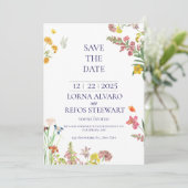 エレガント フラワー Save the Date カード (スタンド正面)