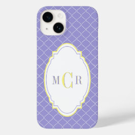 エレガント フランス ブルー イエロー ダマスク柄 モノグラム Case-Mate iPhone 14ケース
