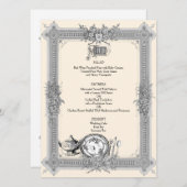 エレガント、フレビクトリアンーム、ヴィンテージ結婚式メニュー メニュー (正面/裏面)