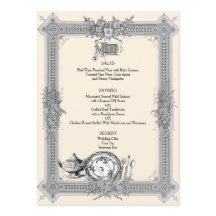 エレガント、フレビクトリアンーム、ヴィンテージ結婚式メニュー