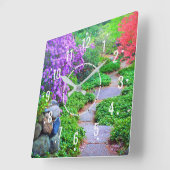 エレガント&フローラデコーカラフルル – Outdoor Garden スクエア壁時計 (傾斜)