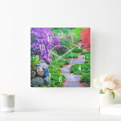 エレガント&フローラデコーカラフルル – Outdoor Garden スクエア壁時計 (ホーム)