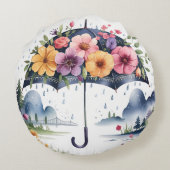 エレガント、フローラモダン開花 ラウンドクッション (裏面)