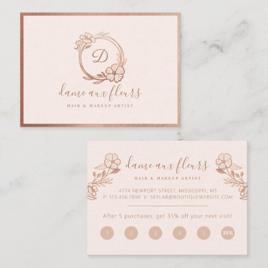 エレガント&フローラモノグモダンラムリースピンク ロイヤリティカード (正面/裏面)