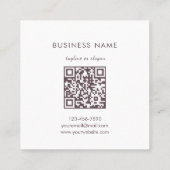エレガント フローラルライン 紫 茶 QRコード 御礼 スクエア名刺 (裏面)