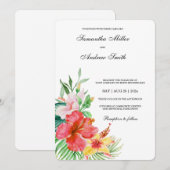 エレガント フローラル トロピカル ウェディング テンプレート (正面/裏面)
