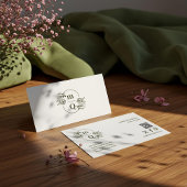 エレガント フローラル モノグラム ミニマリスト ラグジュアリー ブティック 名刺