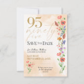 エレガント フローラル 95歳の誕生日 - 95 Save The Date (正面)