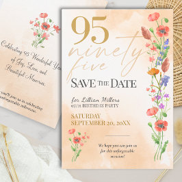 エレガント フローラル 95歳の誕生日 - 95 Save The Date