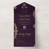 エレガント&フローラ幾何学的パタ結婚ーン オールインワン招待状 (内側)