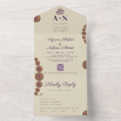 エレガント&フローラ幾何学的パタ結婚ーン オールインワン招待状 (内側)