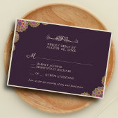 エレガント&フローラ幾何学的パタ結婚ーン 出欠カード